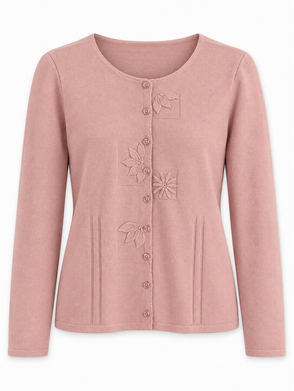 Sigrid Olsen Petite L Pink Silk Angora Embroidered Button Cardigan Sweater